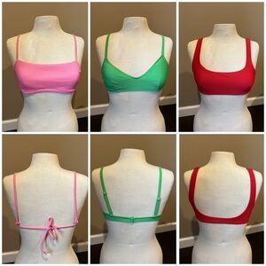 Hollister & Aerie  bundle of 3 womens size SMALL bikini tops- pink green & red